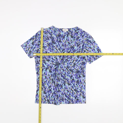 CC Women’s Blue Multicoloured Knot Front Short Sleeve Top Size S