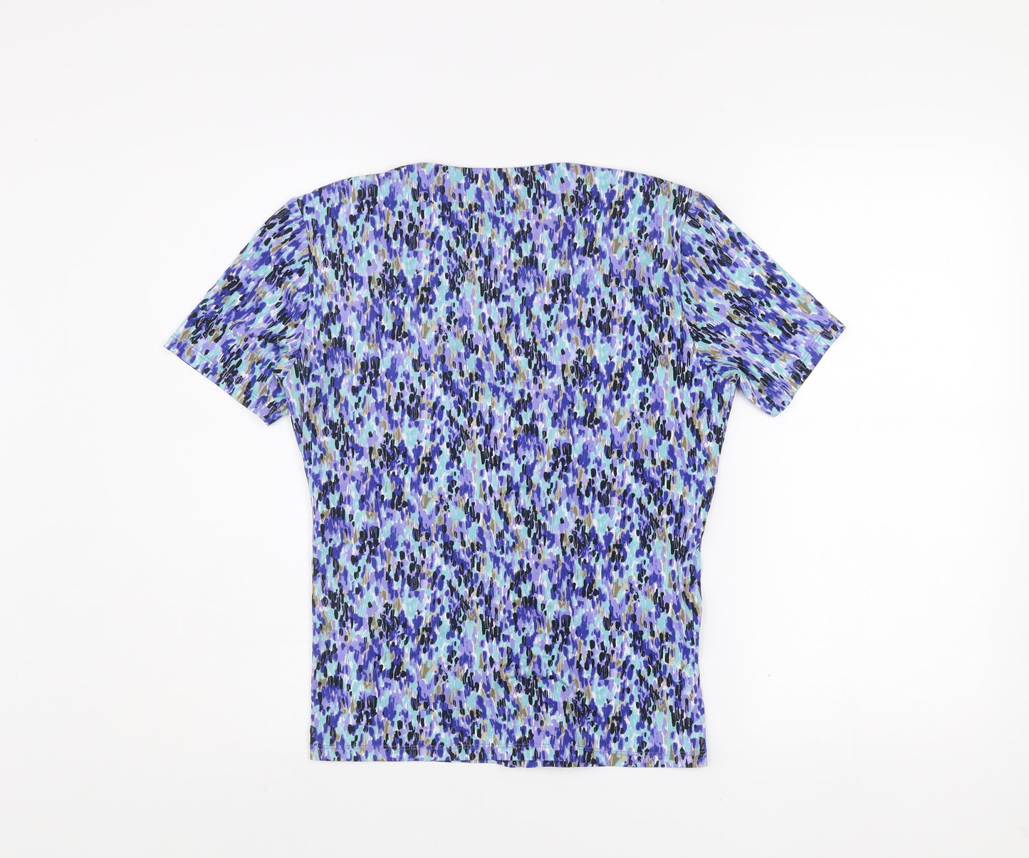 CC Women’s Blue Multicoloured Knot Front Short Sleeve Top Size S