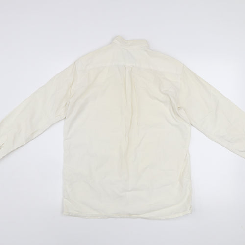 Lacoste Men’s Ivory Long Sleeve Button-Up Cotton Shirt Size 14