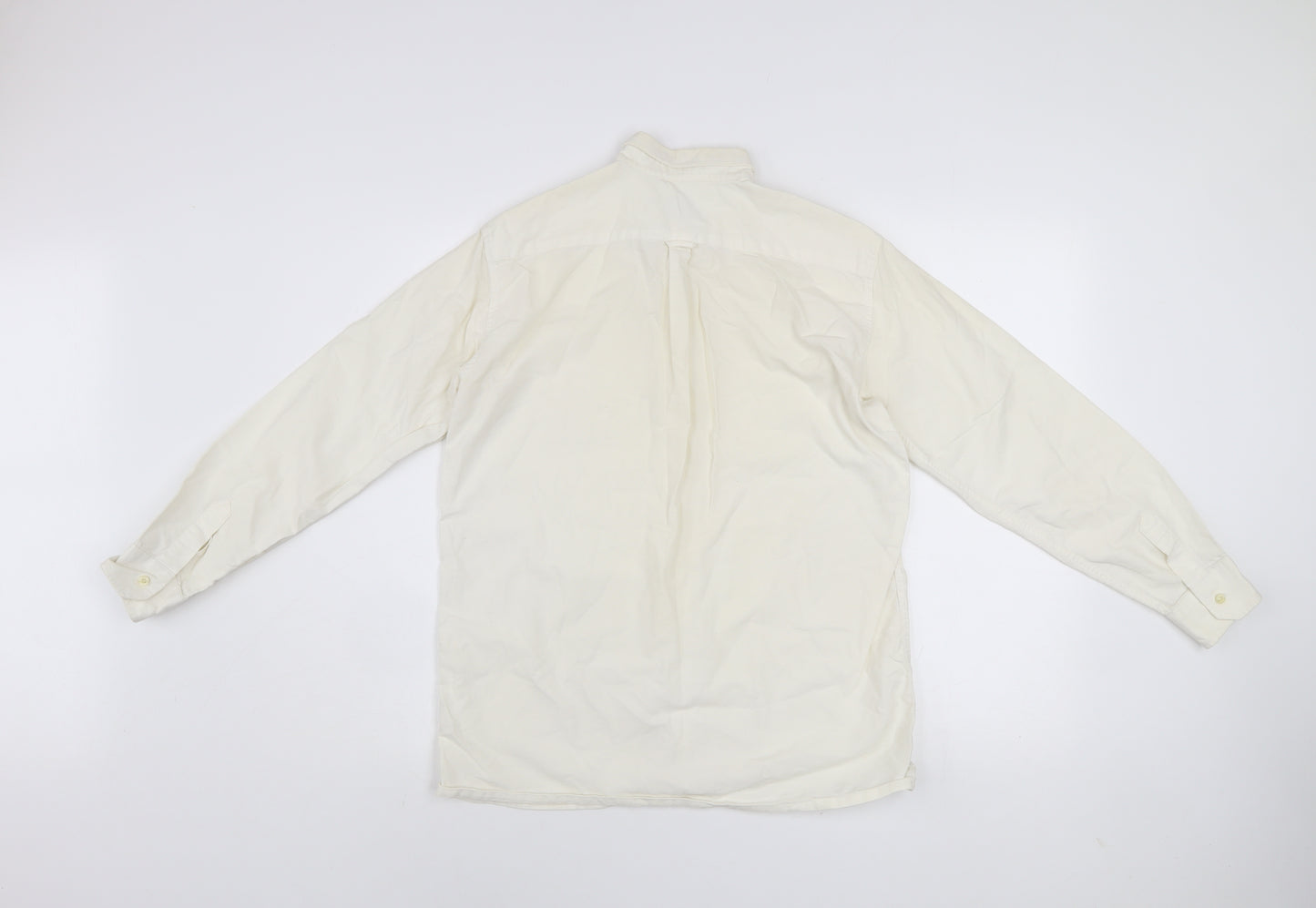 Lacoste Men’s Ivory Long Sleeve Button-Up Cotton Shirt Size 14