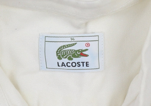 Lacoste Men’s Ivory Long Sleeve Button-Up Cotton Shirt Size 14