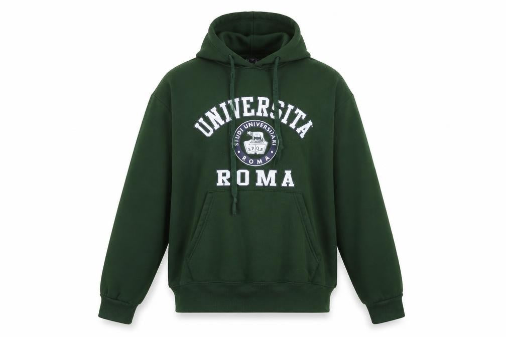 Front view of CHIP Men's Green Universita Roma Pullover Hoodie L Regular Fit