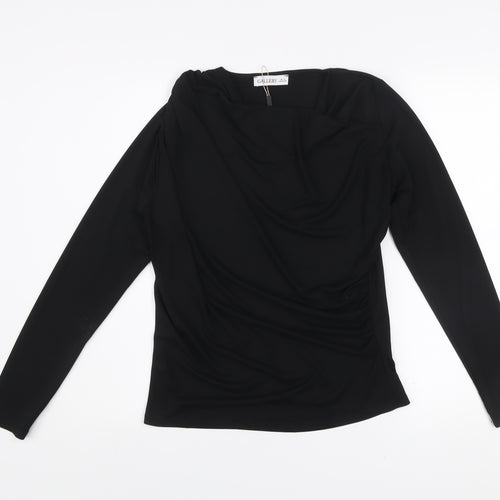 Gallery Women's Black Long Sleeve Polyester Blouse Size S