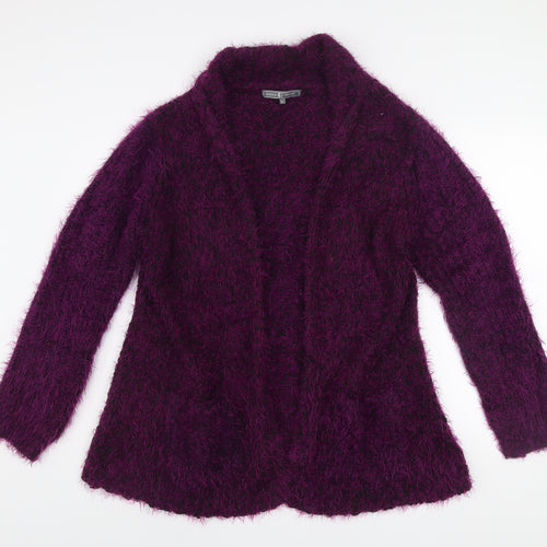 Jessica Graaf Women's Purple Open-Knit Long Sleeve Cardigan L