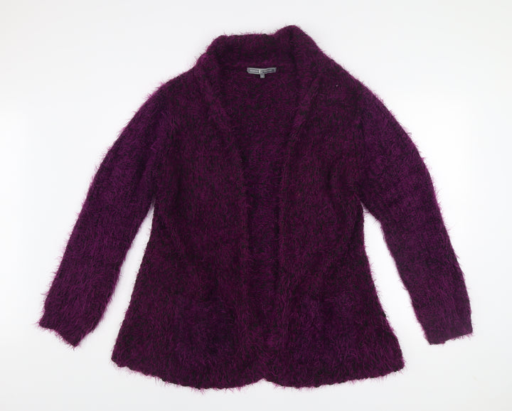 Jessica Graaf Women's Purple Open-Knit Long Sleeve Cardigan L