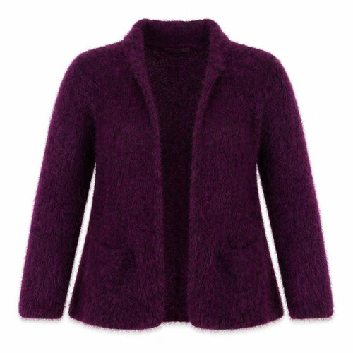 Jessica Graaf Women's Purple Open-Knit Long Sleeve Cardigan L