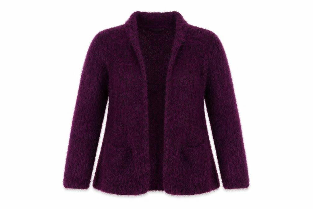 Jessica Graaf Women's Purple Open-Knit Long Sleeve Cardigan L