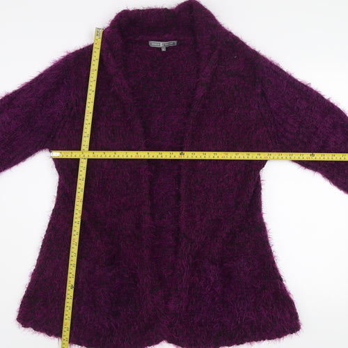 Jessica Graaf Women's Purple Open-Knit Long Sleeve Cardigan L