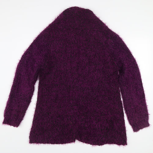 Jessica Graaf Women's Purple Open-Knit Long Sleeve Cardigan L