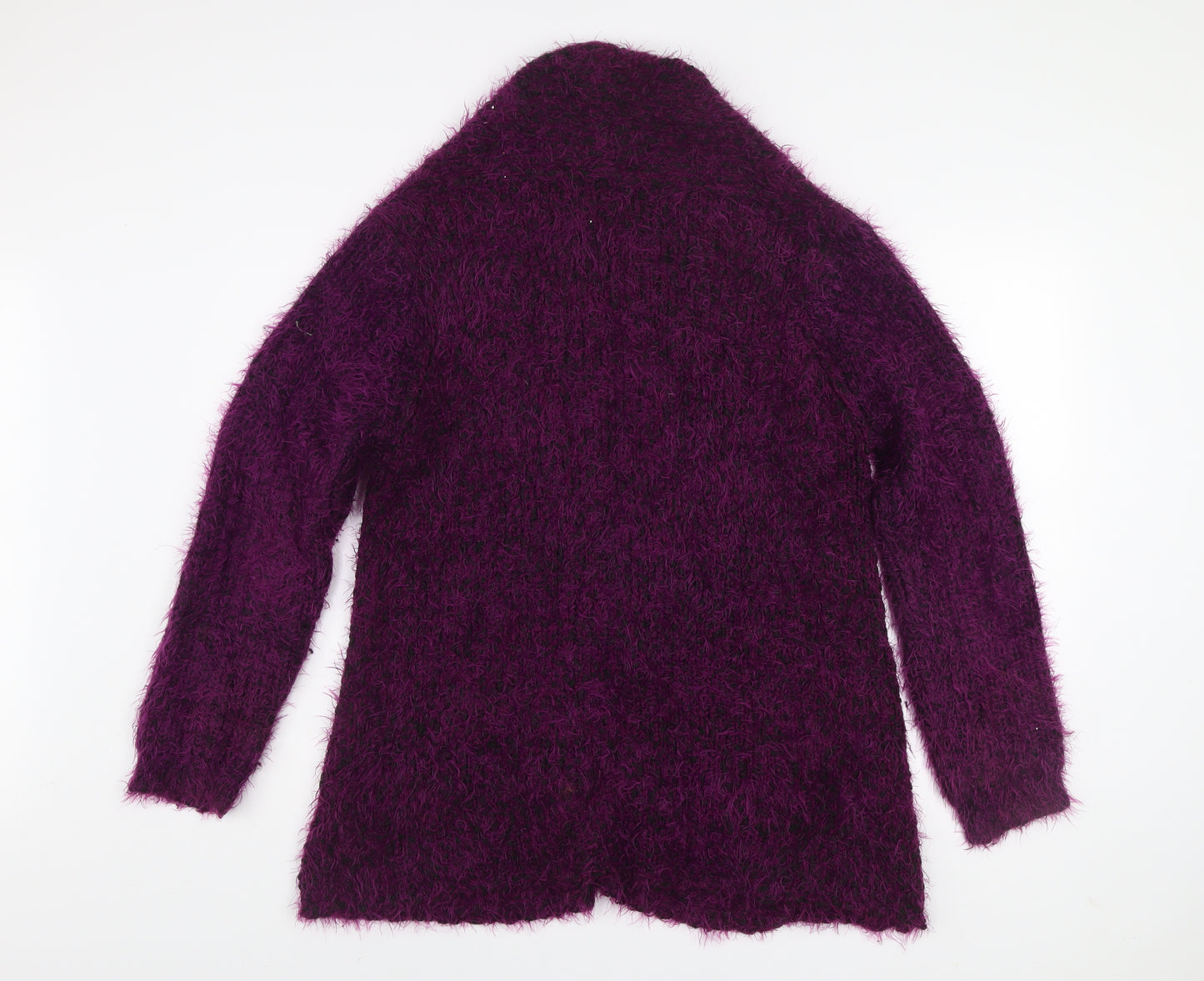 Jessica Graaf Women's Purple Open-Knit Long Sleeve Cardigan L