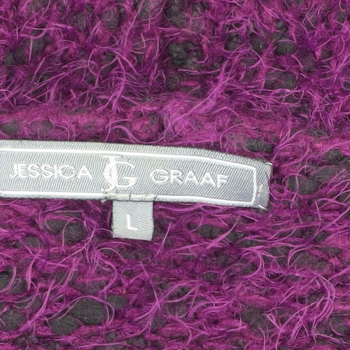 Jessica Graaf Women's Purple Open-Knit Long Sleeve Cardigan L