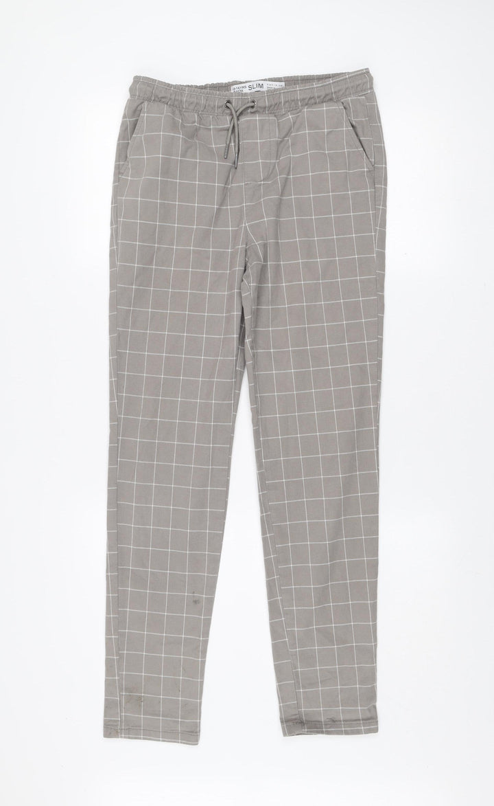 Denim Co Boys Grey Check Slim Fit Jogger Trousers 13-14 Years