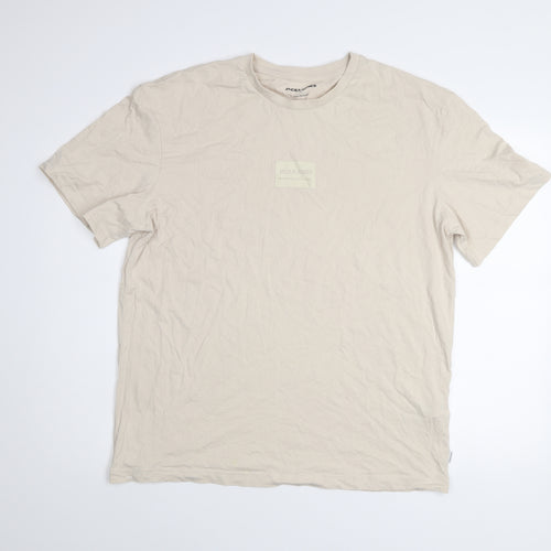 Jack & Jones Men’s Beige XL Short Sleeve Cotton Crew Neck T-Shirt