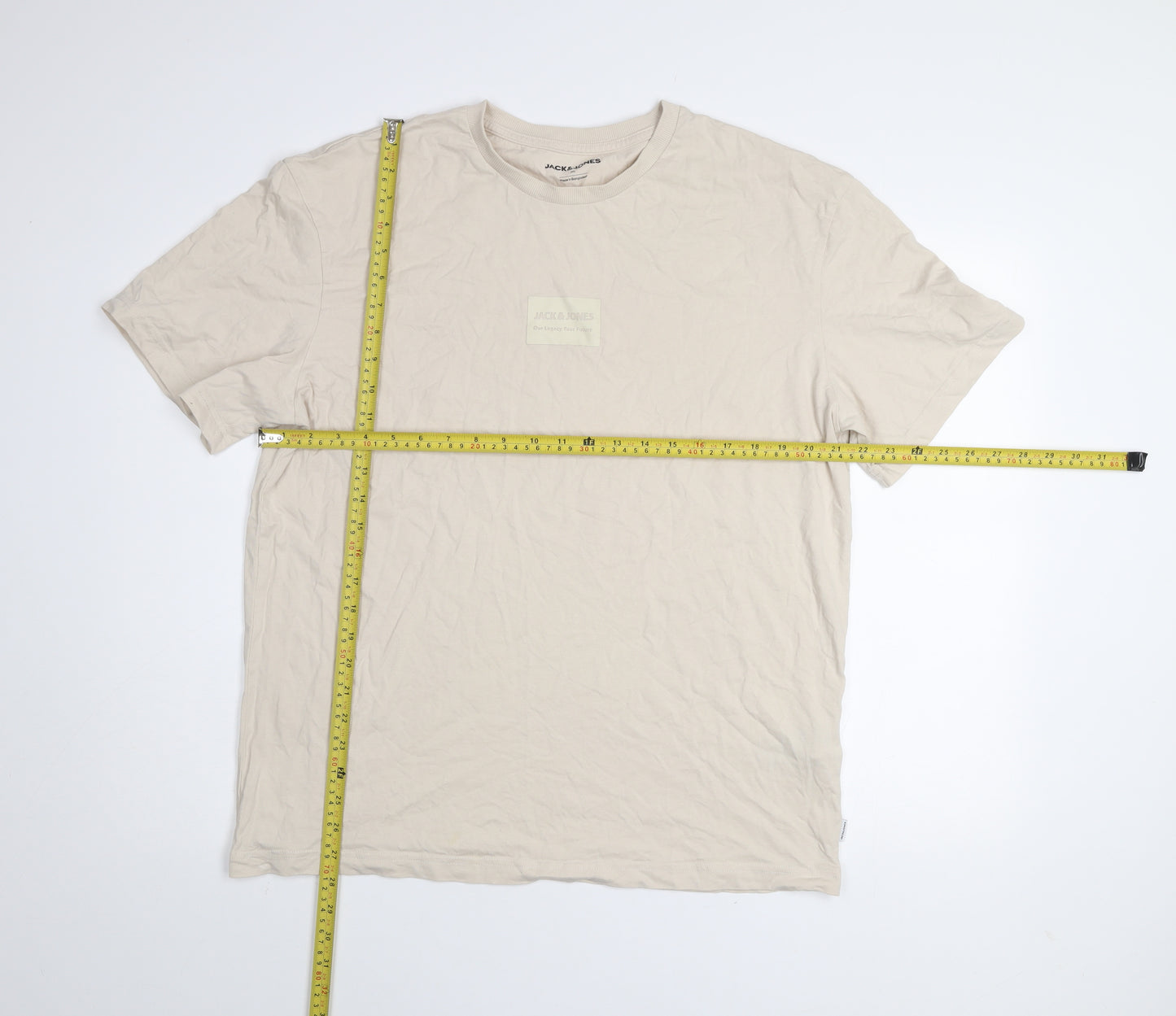 Jack & Jones Men’s Beige XL Short Sleeve Cotton Crew Neck T-Shirt