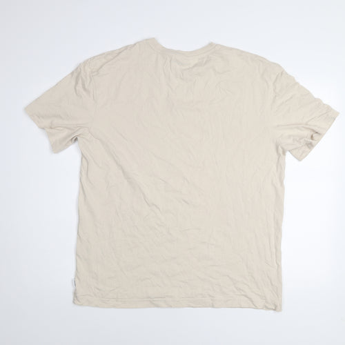 Jack & Jones Men’s Beige XL Short Sleeve Cotton Crew Neck T-Shirt