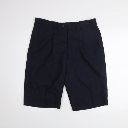 Tailored Image Men's Navy Blue 36R Pleated Chino Shorts Wool Blend