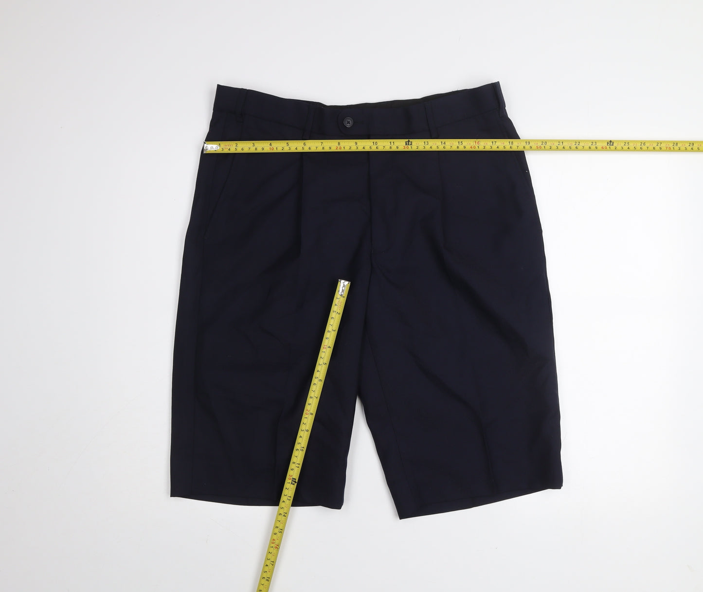 Tailored Image Men's Navy Blue 36R Pleated Chino Shorts Wool Blend