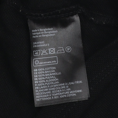 H&M Divided Women’s Black Cropped Polo Shirt Size 12 Cotton