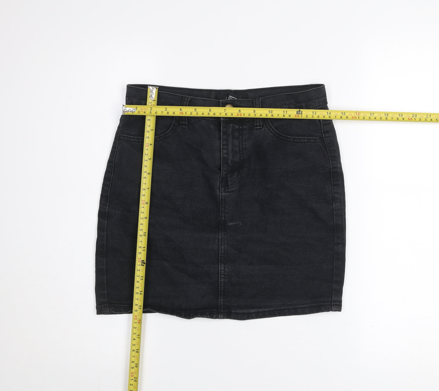 Forever 21 Women's Black Denim Short Pencil Skirt Size S