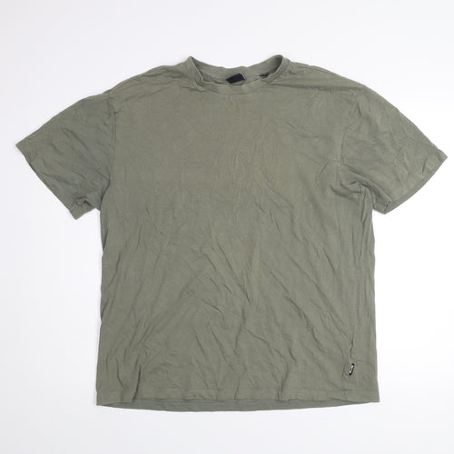 Only & Sons Men's Khaki Green Cotton Crew Neck Short Sleeve T-Shirt Size L