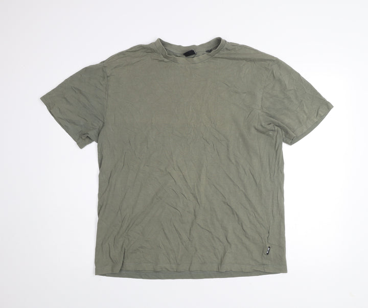 Only & Sons Men's Khaki Green Cotton Crew Neck Short Sleeve T-Shirt Size L