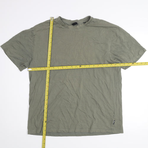 Only & Sons Men's Khaki Green Cotton Crew Neck Short Sleeve T-Shirt Size L