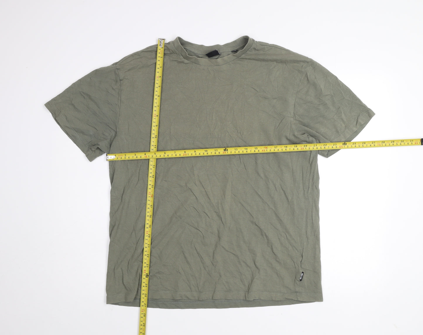 Only & Sons Men's Khaki Green Cotton Crew Neck Short Sleeve T-Shirt Size L