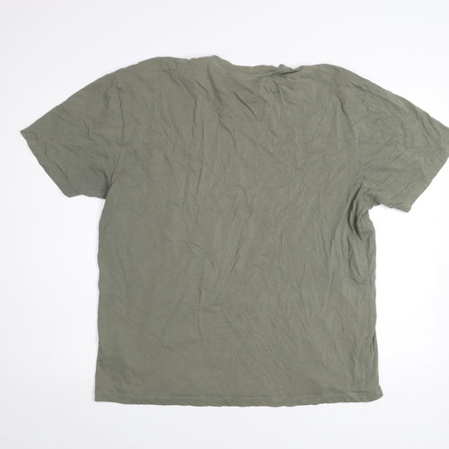Only & Sons Men's Khaki Green Cotton Crew Neck Short Sleeve T-Shirt Size L
