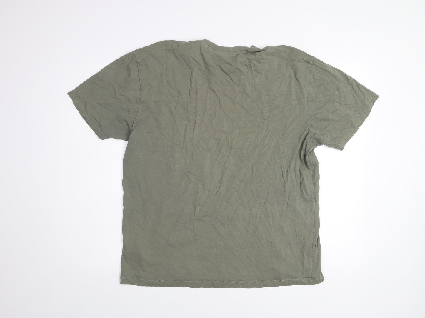 Only & Sons Men's Khaki Green Cotton Crew Neck Short Sleeve T-Shirt Size L