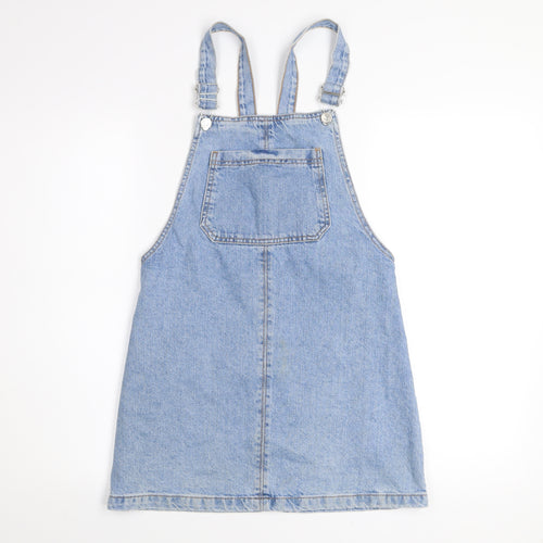 Topshop Women Blue Denim Pinafore Dress Size 6 Petite