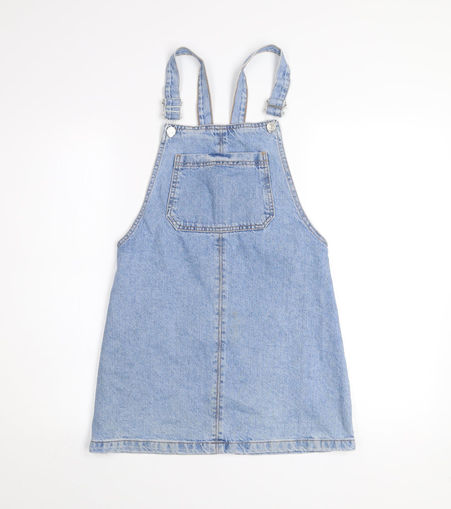 Topshop Women Blue Denim Pinafore Dress Size 6 Petite