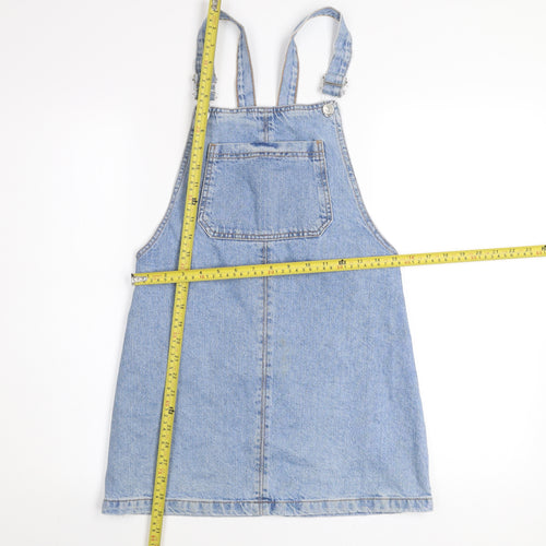 Topshop Women Blue Denim Pinafore Dress Size 6 Petite