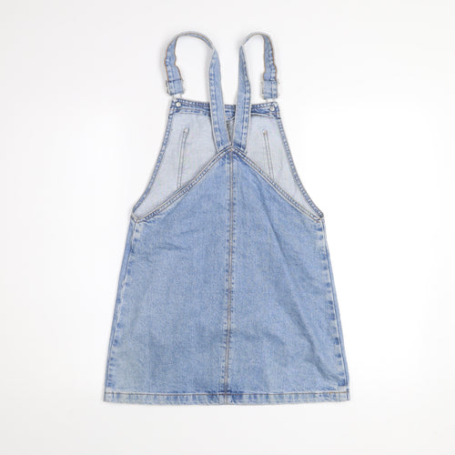 Topshop Women Blue Denim Pinafore Dress Size 6 Petite
