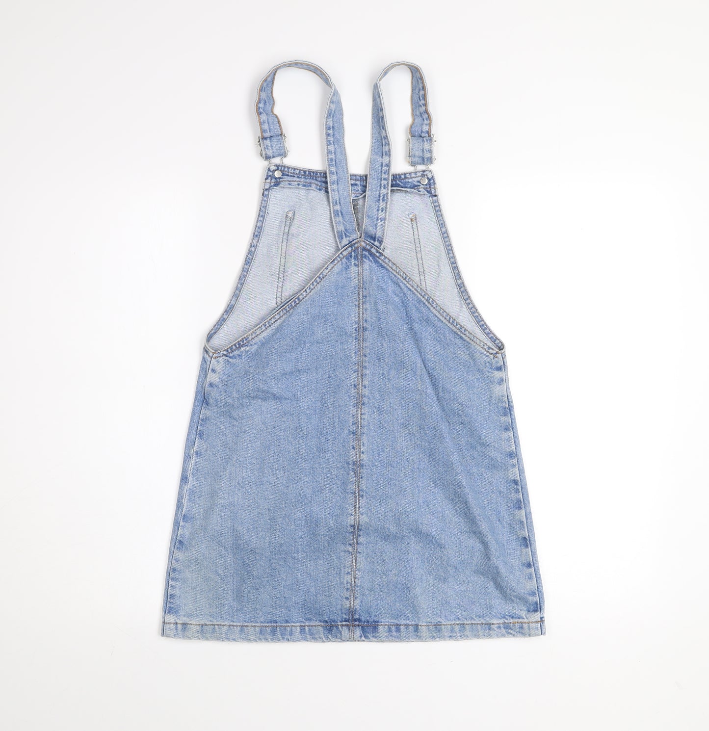 Topshop Women Blue Denim Pinafore Dress Size 6 Petite