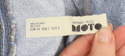 Topshop Women Blue Denim Pinafore Dress Size 6 Petite