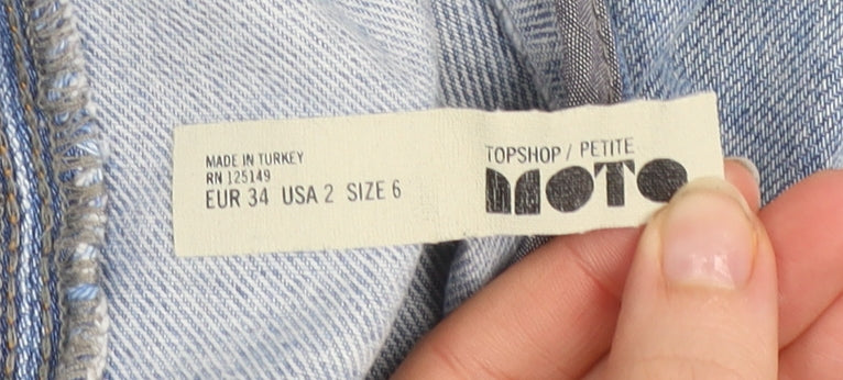 Topshop Women Blue Denim Pinafore Dress Size 6 Petite