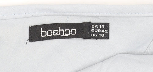 Boohoo Women Blue Off Shoulder Cropped Blouse UK 14