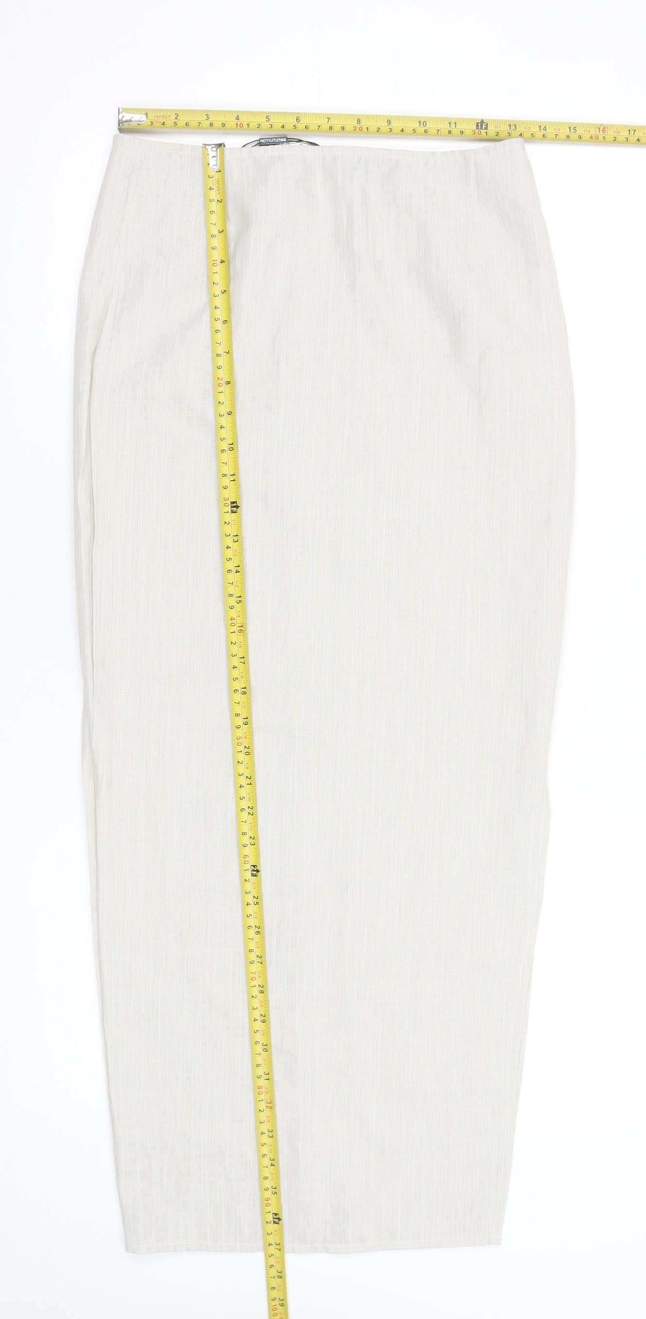 PrettyLittleThing Women's Beige Size 6 Pencil Midi Skirt