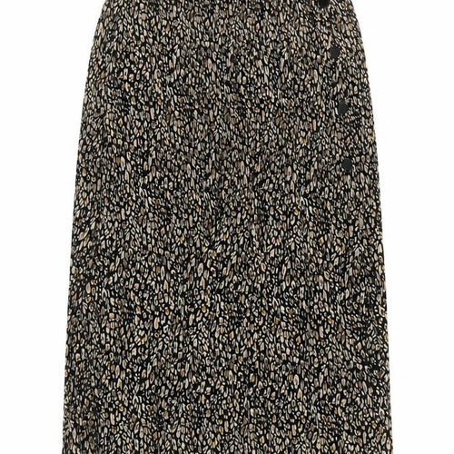 Topshop Women’s Black Leopard Pleated Midi Skirt Size 8