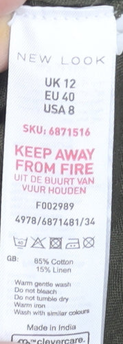 New Look Women Green Button-Up Collared Short Sleeve Playsuit Size 12