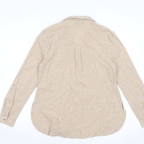 New Look Women's Beige Long Sleeve Linen Blend Tunic Blouse UK 8