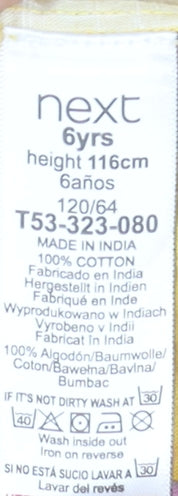 Next Girls Yellow Floral Off Shoulder Cotton Dress 6 Years