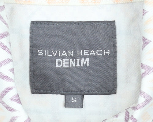 Silvian Heach Denim Womens Beige Sleeveless Collared Tunic Blouse S
