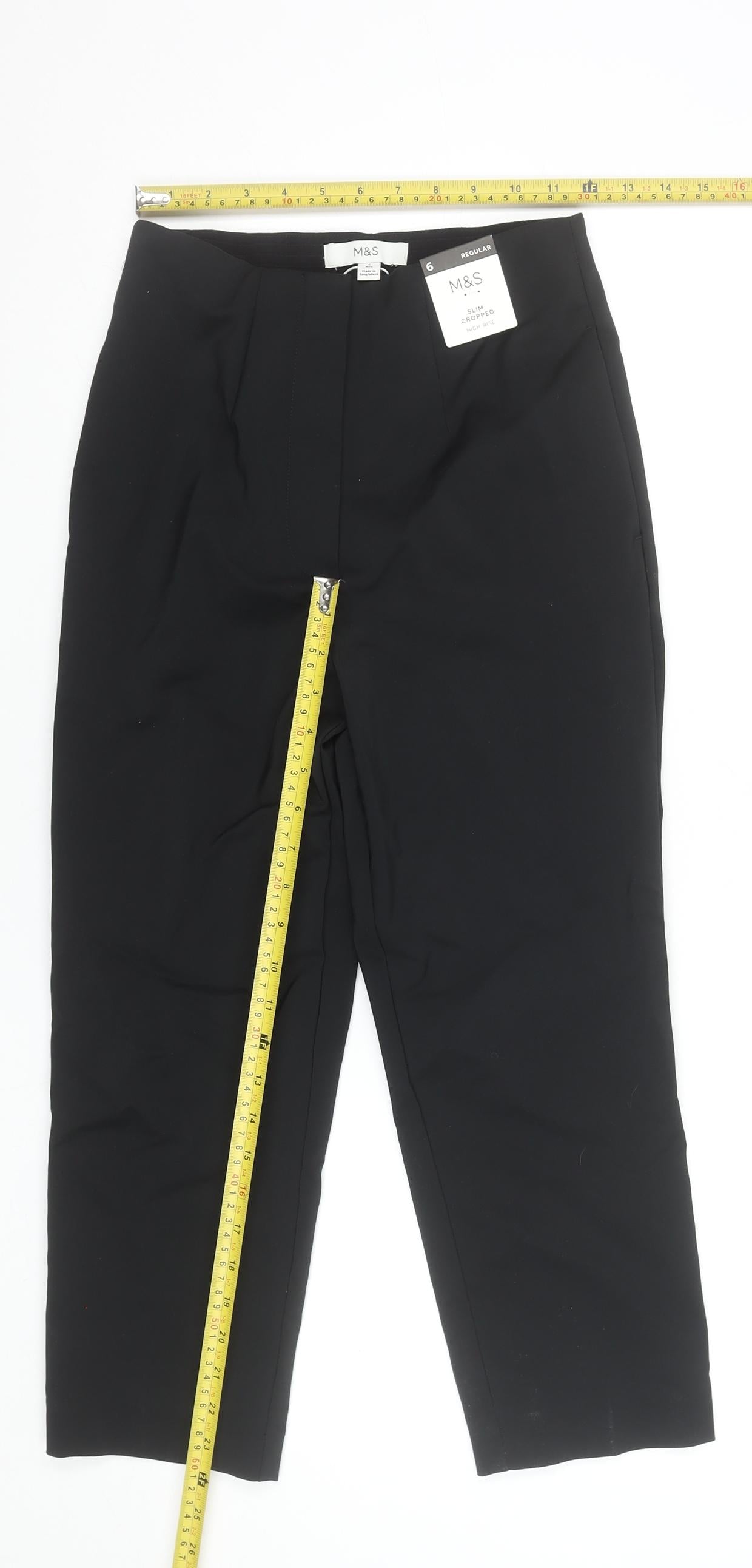 Marks and Spencer Women’s Black Slim Cropped Trousers Size 6 Regular