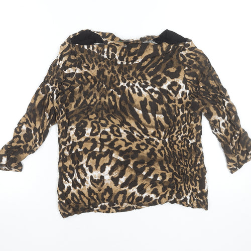 Marks and Spencer Womens Brown Animal Print Viscose Tunic Blouse UK 12