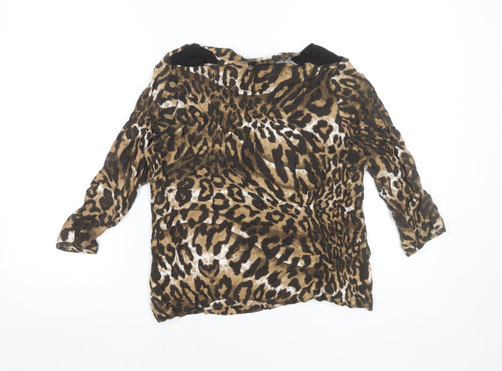 Marks and Spencer Womens Brown Animal Print Viscose Tunic Blouse UK 12