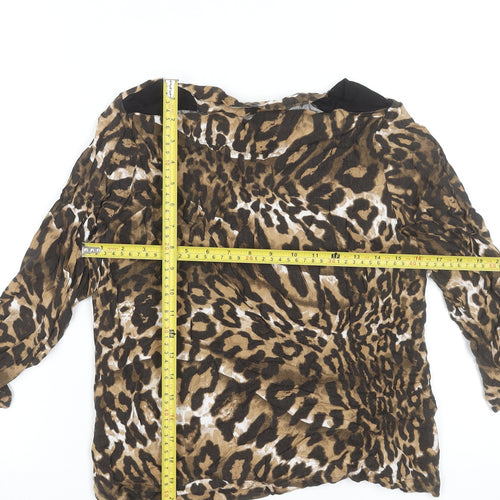 Marks and Spencer Womens Brown Animal Print Viscose Tunic Blouse UK 12