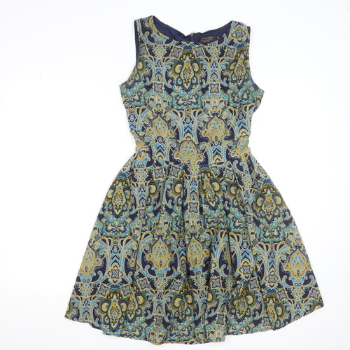 G. Lungta London Women's Multicoloured Paisley Fit & Flare Cotton Dress S