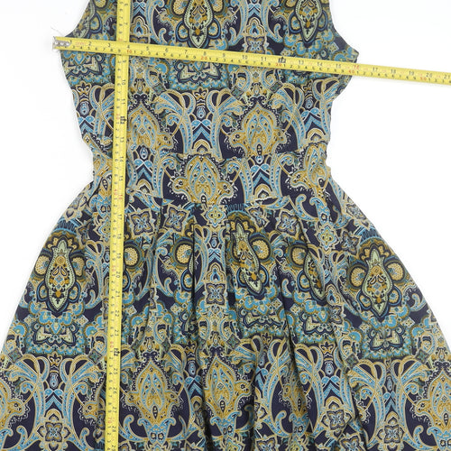 G. Lungta London Women's Multicoloured Paisley Fit & Flare Cotton Dress S