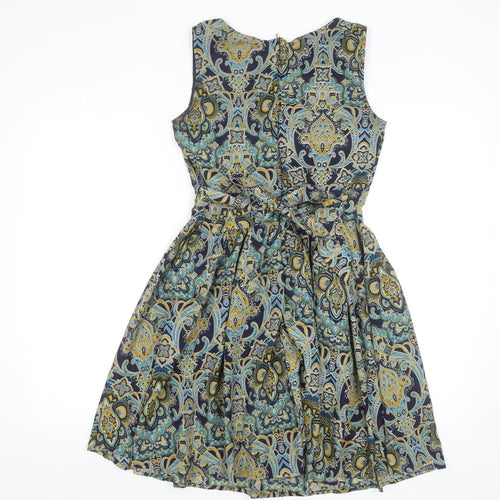 G. Lungta London Women's Multicoloured Paisley Fit & Flare Cotton Dress S